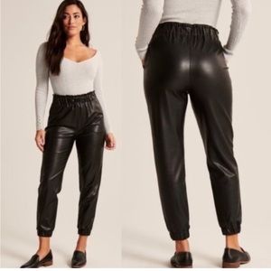 Abercrombie & Fitch Faux Leather Joggers - XS - Black